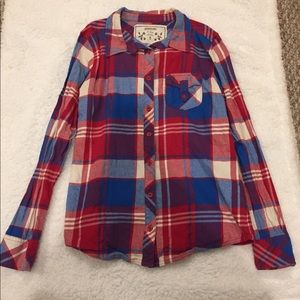 Red, White, & Blue Plaid Button Down